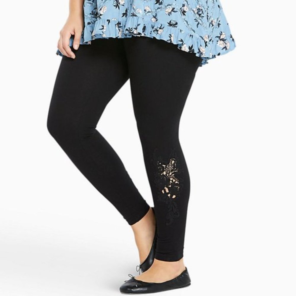 Torrid Crochet Trim Full Length Leggings 0 Black